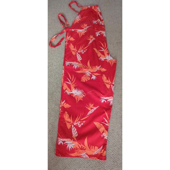 Vintage Red Orange and Cream Wrap and Tie Romper Tropical Beach Outfit Size M - Picture 6 of 6
